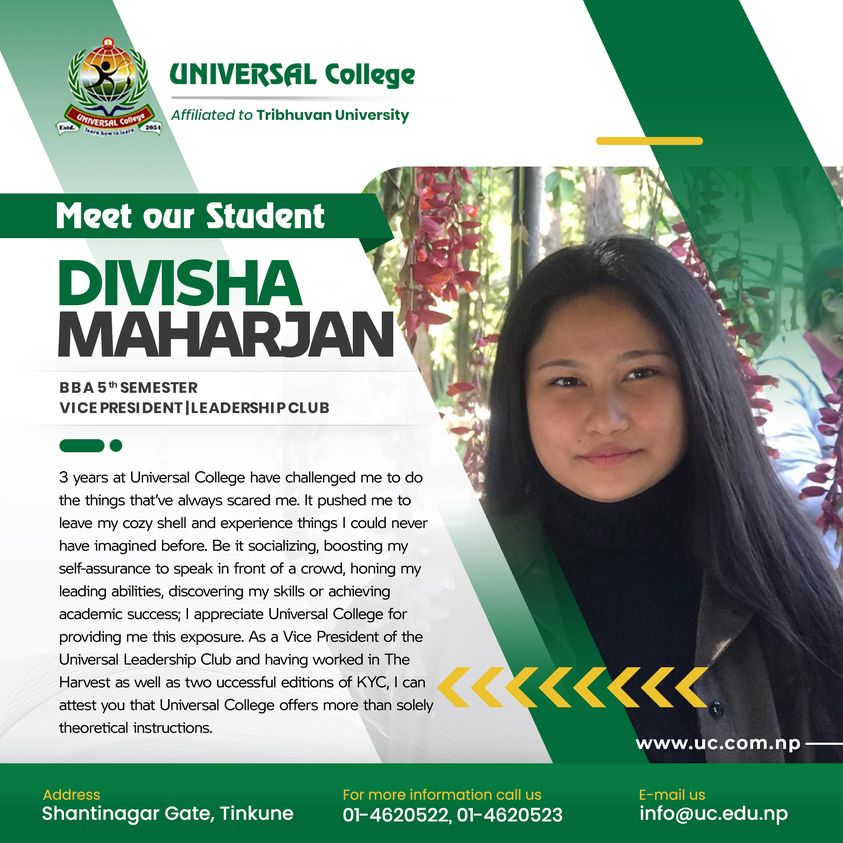 Meet Our Student.  Ms. Divisha Maharjan,